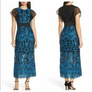 NWOT Foxiedox Rosabel Embroidered Midi Sheath Dress